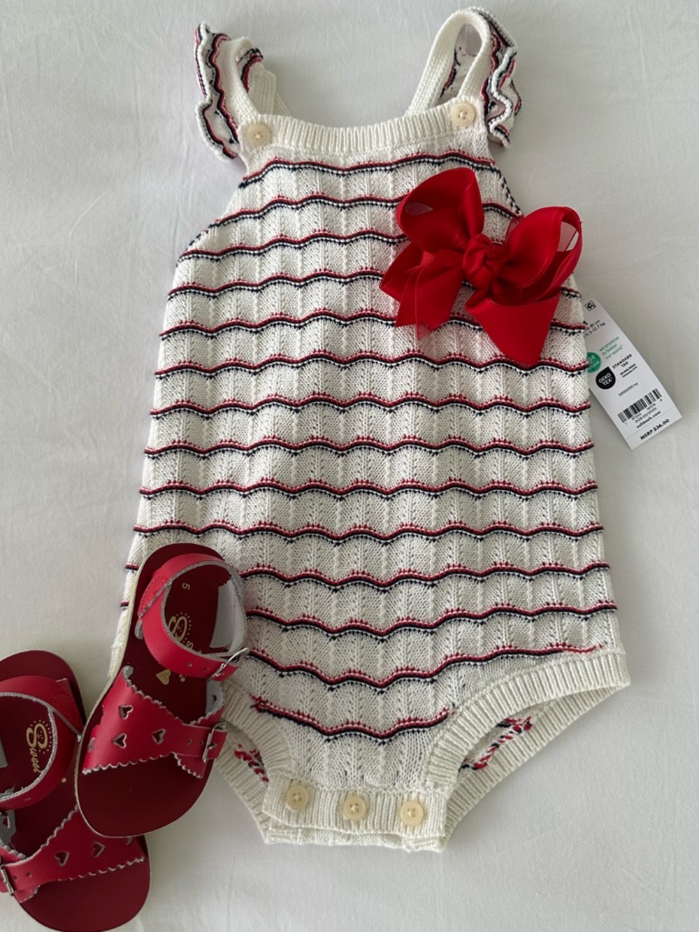 New Baby B’gosh stripe crochet knit bubble
